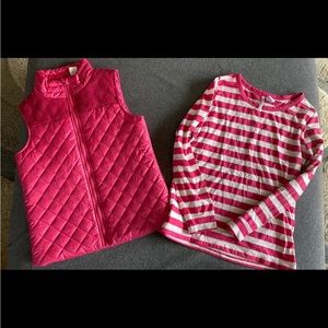 HEART&CRUSH Girl's Pink Quilted vest with pink sequins & Matching Shirt Size XL